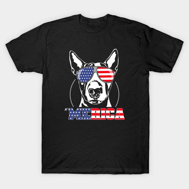 Proud Bull Terrier American Flag Merica dog T-Shirt by wilsigns